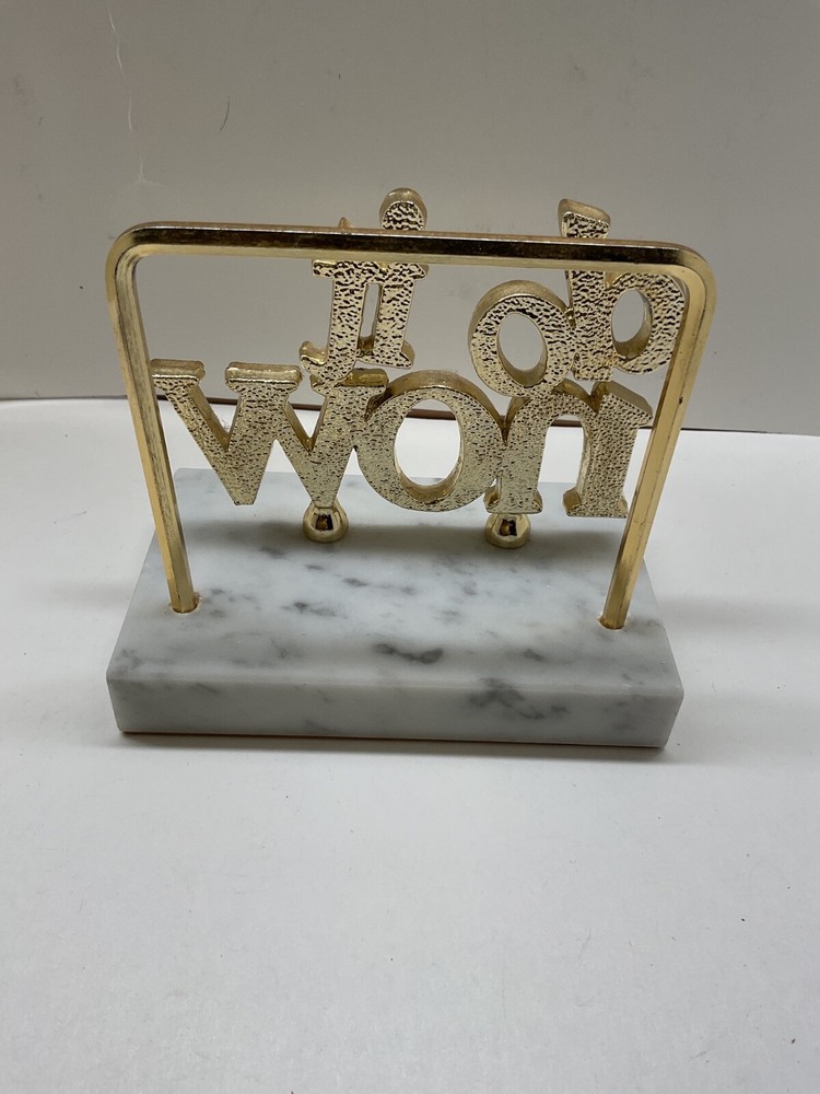 Marble & Brass "Do it Now" Post Note Letter Holder Paperweight