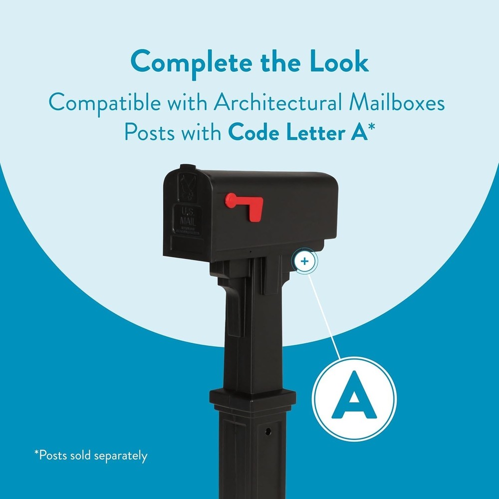 Parsons Medium Capacity Black Plastic Post Mount Mailbox USPS Approved