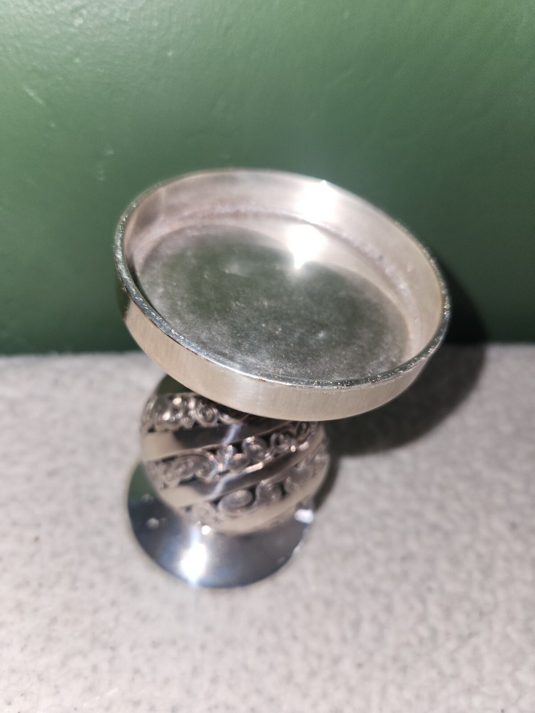 BRIGHTON 5" CANDLE HOLDER SILVER CANDLESTICK SCROLL DESIGN SILVER PLATED