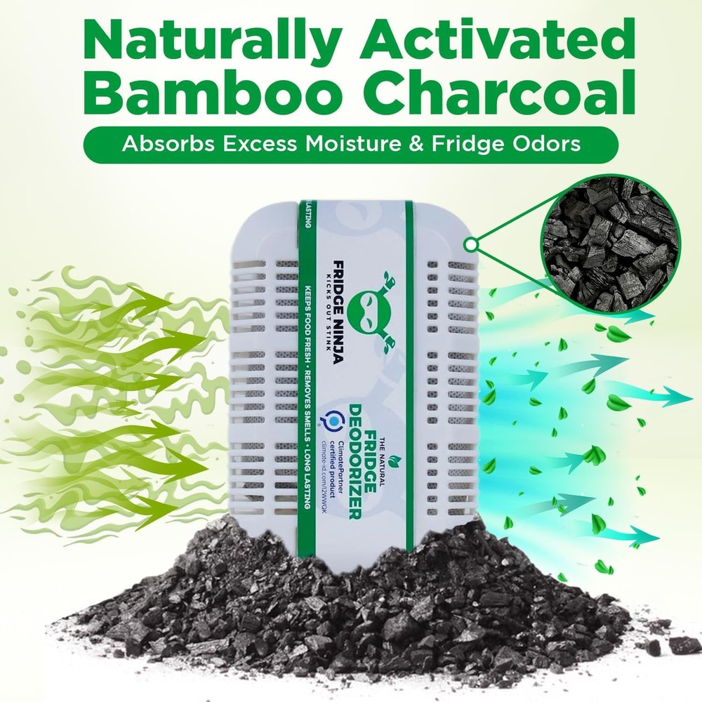 Fridge Ninja Compact Fridge Deodorizer (2 Pack) - More Effective Than Baking