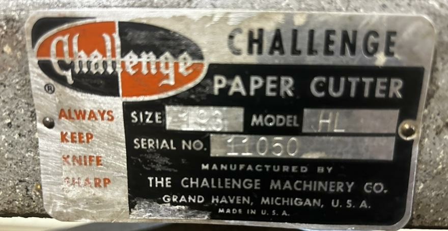 Challenge Model HL Size 193 Manual Paper Cutter