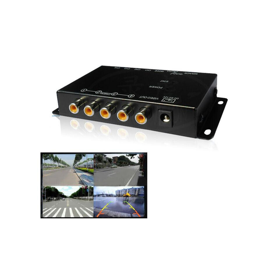 USA Car 4-Way Parking Camera 4 View Image Split-Screen Control Box +IR Control