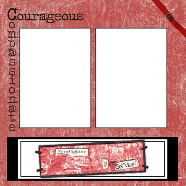 Firefighter with frames, scrapbook paper - Scrapbook Customs 34385