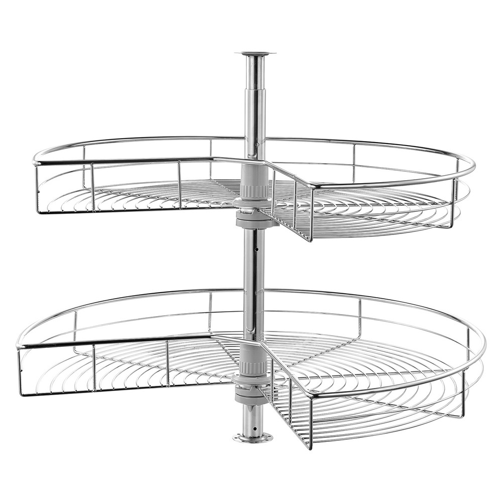 28" 2 Tier Kidney Shaped Chrome Corner Organizer Lazy Susan Cabinet Blind Corner