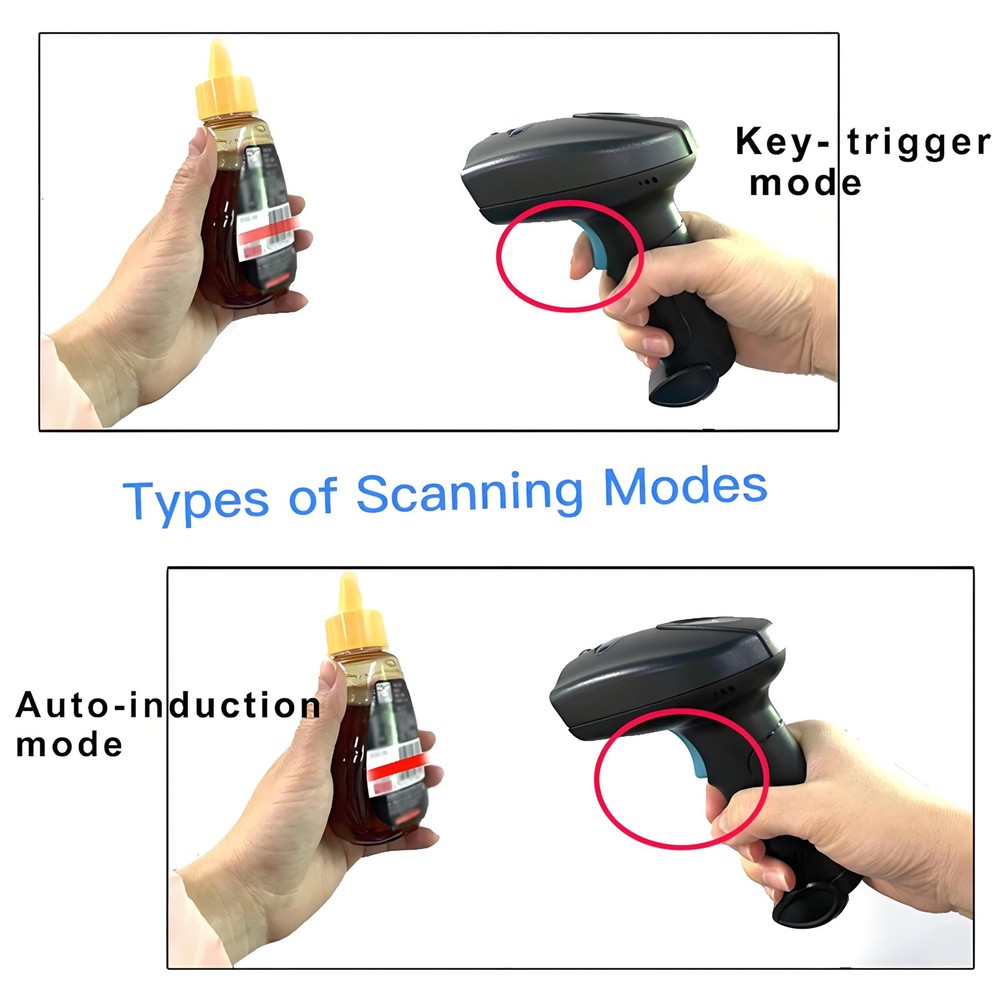 Wireless QR Code Scanner Handheld 1D 2D Barcode Reader Automatic POS Retail
