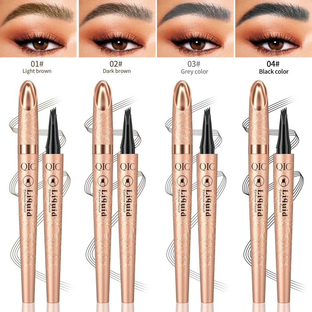 QIC Liquid Waterproof Eyebrow Pencil Micro Fork Tip Dark Brown (02)