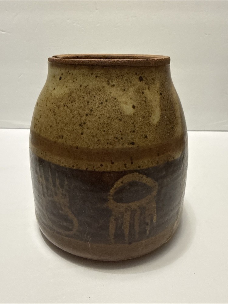 Vintage Rosenbloom Studio Stoneware Pottery Jar Bear Paws