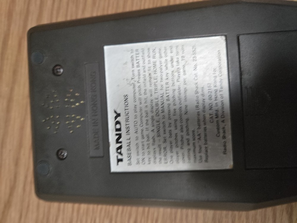 Tandy Electronic 2-Player Baseball Game Hand Held In Box