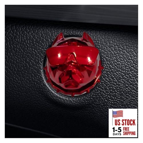 Bully Dog Car Push Start Button Cover - Zinc Alloy Engine Ignition Switch Red