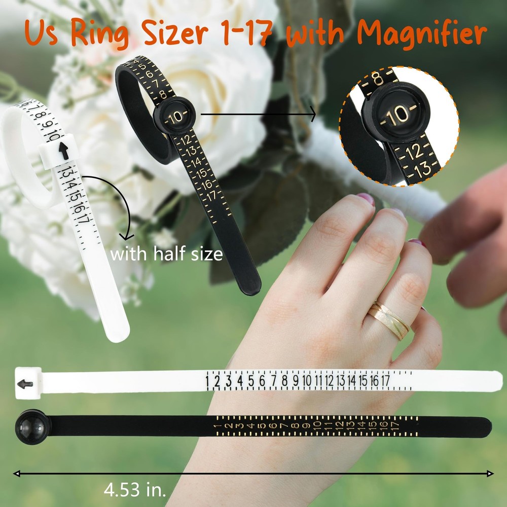 Ring Sizer Measuring Tool 3-in-1 Set Sizing Kit, silver set