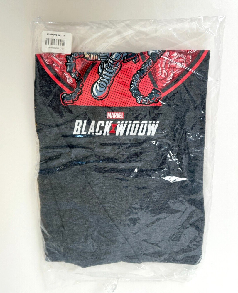 Funko Pop! Black Widow Gray T-Shirt Marvel Collector CorpsMedium + Pin