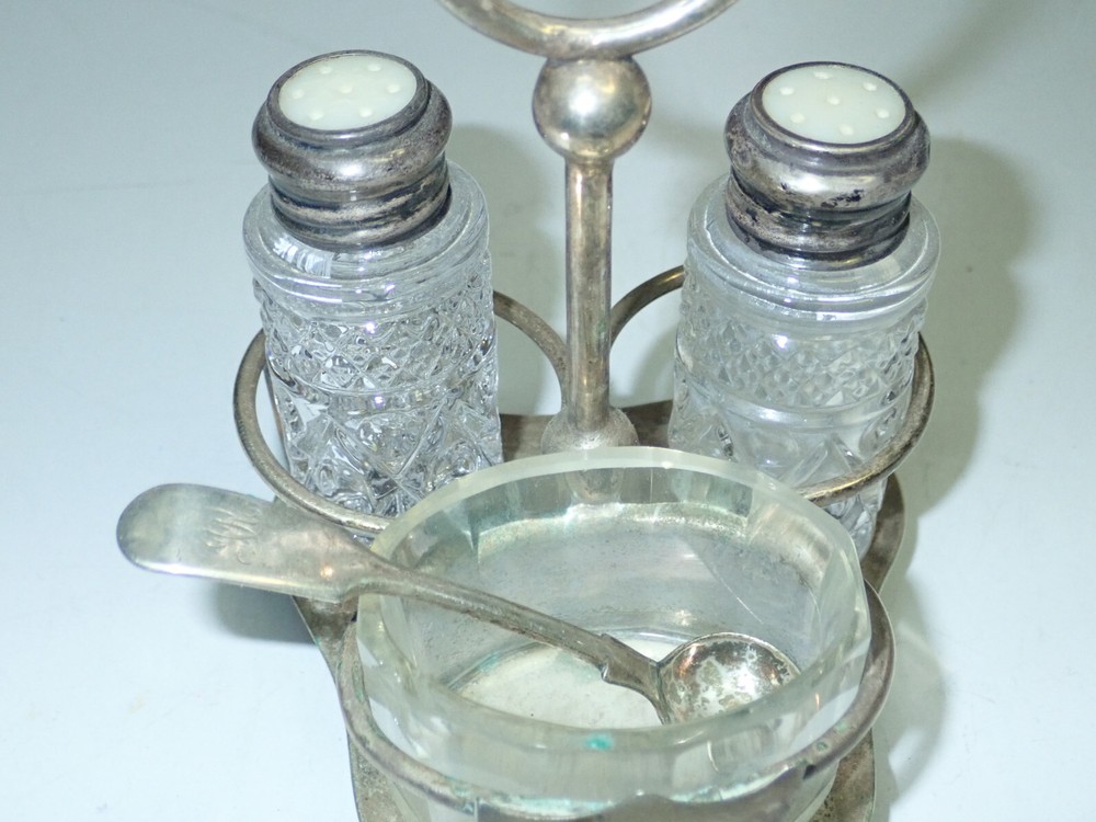 Cut Glass - Antique Silver Salt & Pepper Serving set