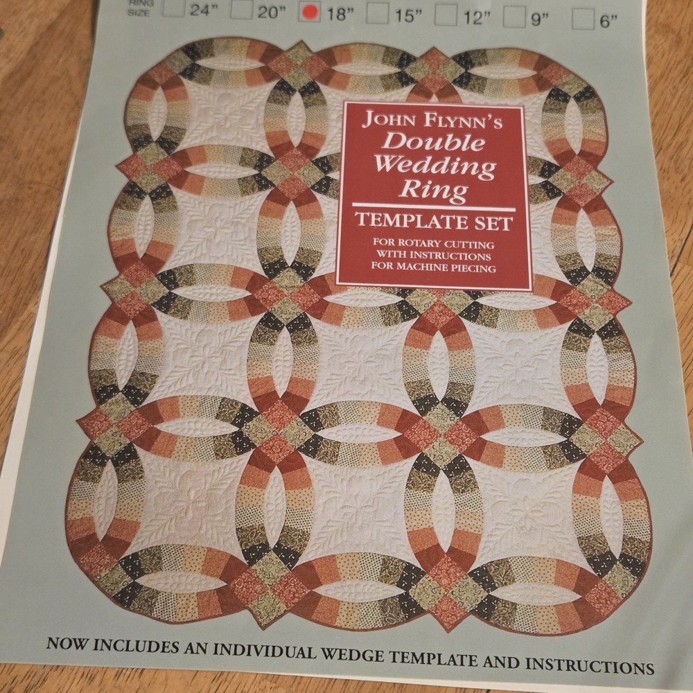 Quilt Template Set 18” John Flynn’s Double Wedding Ring Frame Complete Package