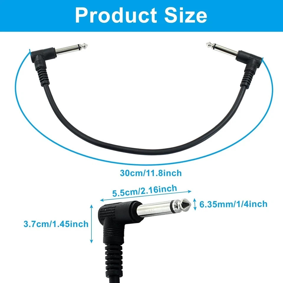 Guitar Patch Cables 6 Pack, 12 Inch Effect Pedal Instrument Cable 1/4" TS