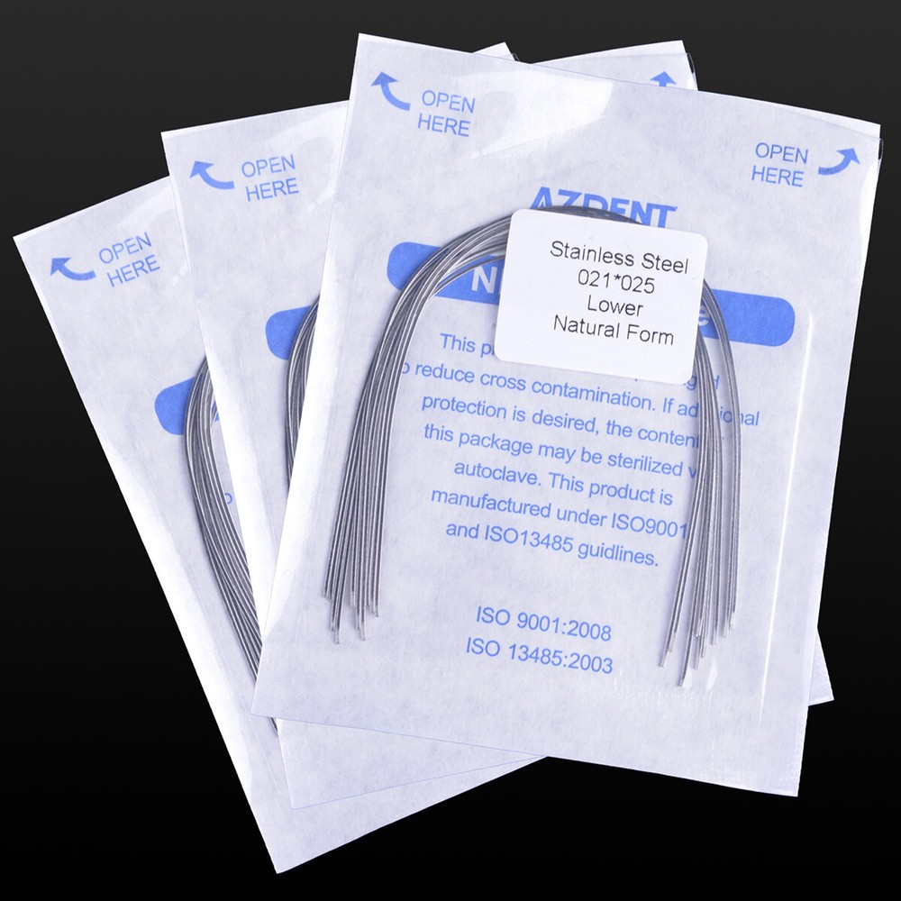 AZDENT Dental Orthodontic Arch Wires Stainless Rectangular Natural For Bracket