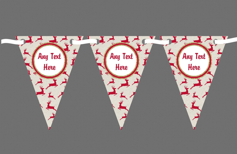 Red Reindeers Personalised Christmas Bunting