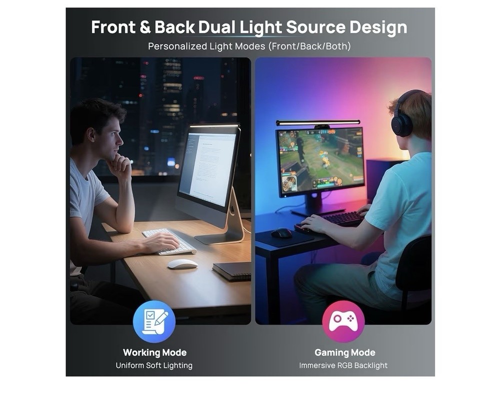 Monitor Light Bar Dual Light Source Music Sync CRI 92