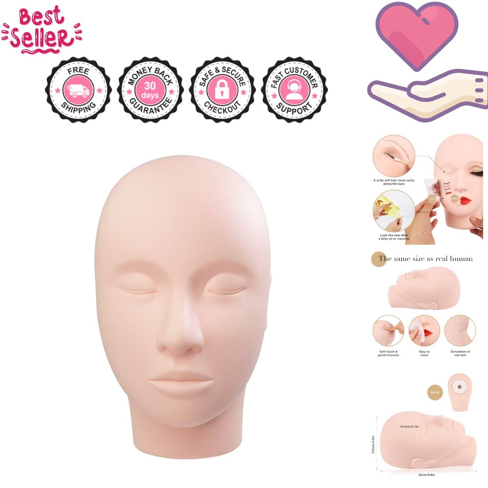 Lash Mannequin Head for Makeup & Eyelash Extension Practice - Soft Touch