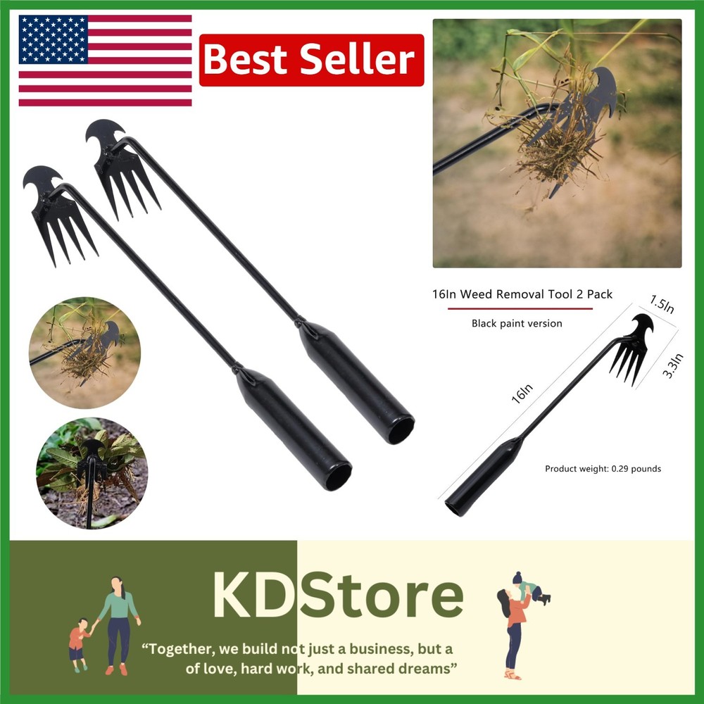 2 Pack Garden Weed Puller Tools 16-inch Hand Weeder Uprooting Tool