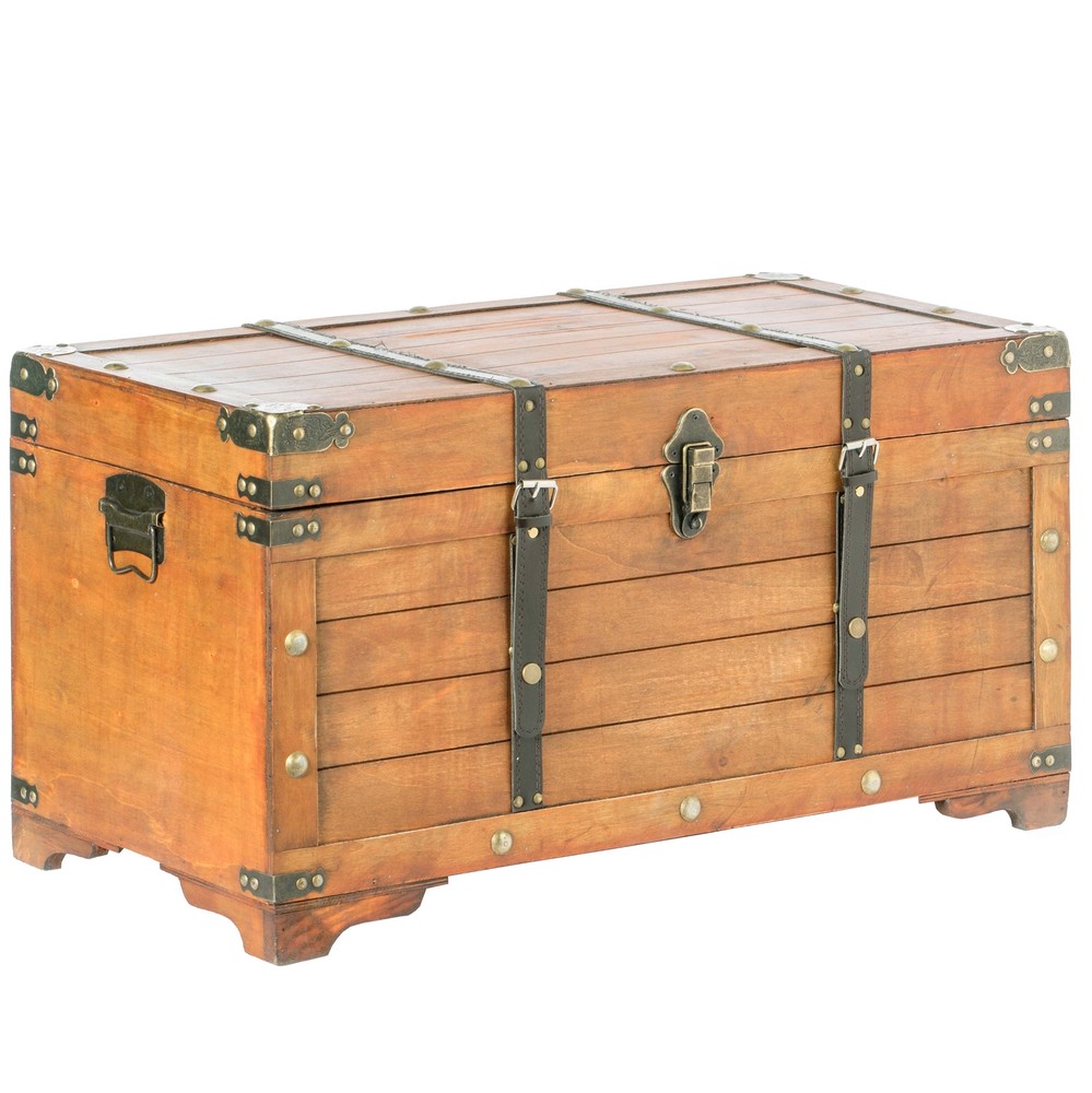 New Rustic Large Wooden Storage Trunk with Lockable Latch