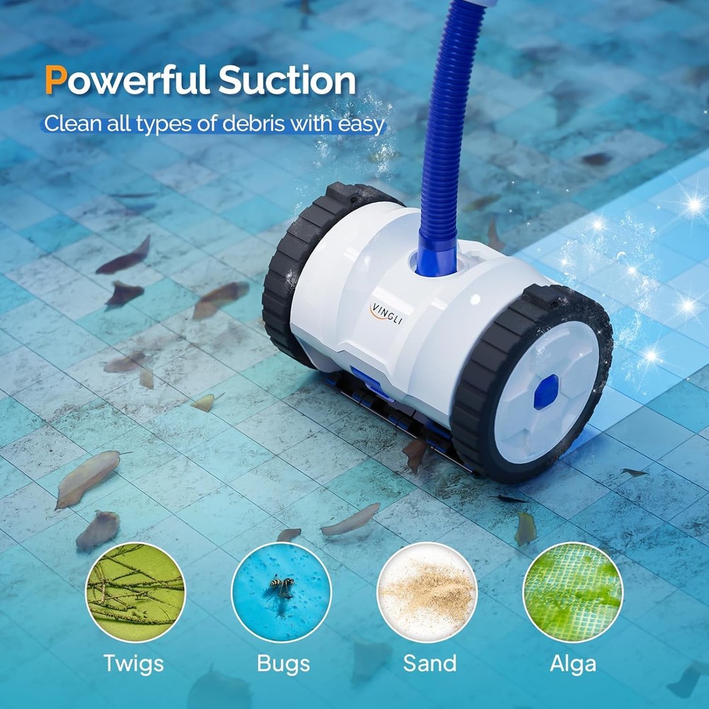 Automatic Suction Side Pool Vacuum Cleaner Wall Climbing Sweeper with 40 ft Hose