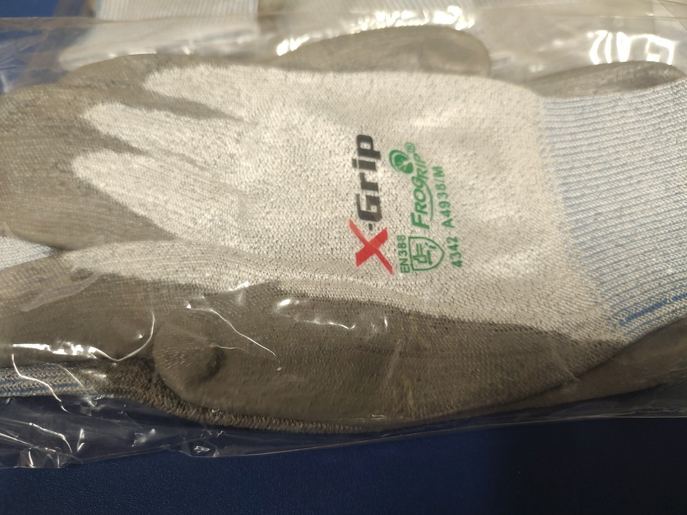 5 Pair, GLOVES, X-GRIP, FROGRIP, A4938, Medium, A2 CUT RESISTANT, POLY COATED
