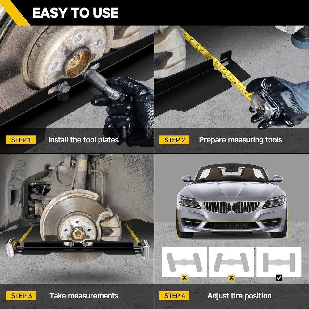 2 Pack Heavy Duty Wheel Alignment Tool Kit Toe Alignment Tool Plates Universal