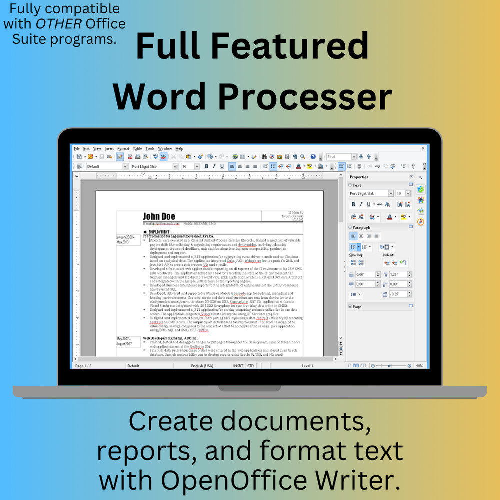 Open Office Software Suite for Mac USB Word Processing Home Student Business