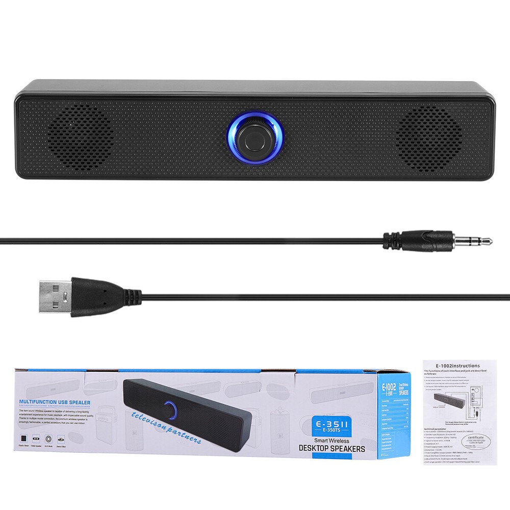 USB Stereo Sound Computer Speaker Wired USB Soundbar Desktop PC Speaker 3.5mm
