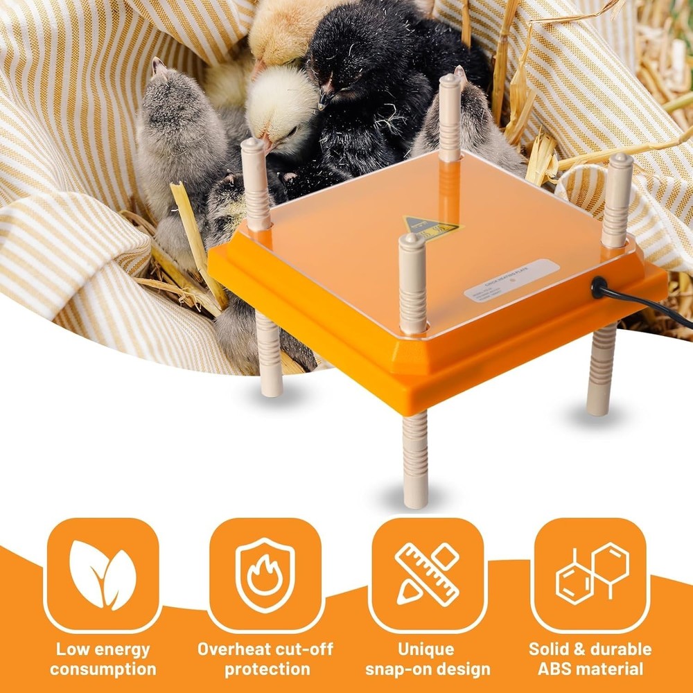 Brooder Heater for Chicks, 10" x 10" for 15 Chicks Heating Plate with Adjustable