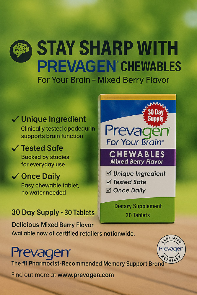 Prevagen 10mg CHEWABLE Tablets (2 Bottles) 30 Count ea - 2 Months' Supply