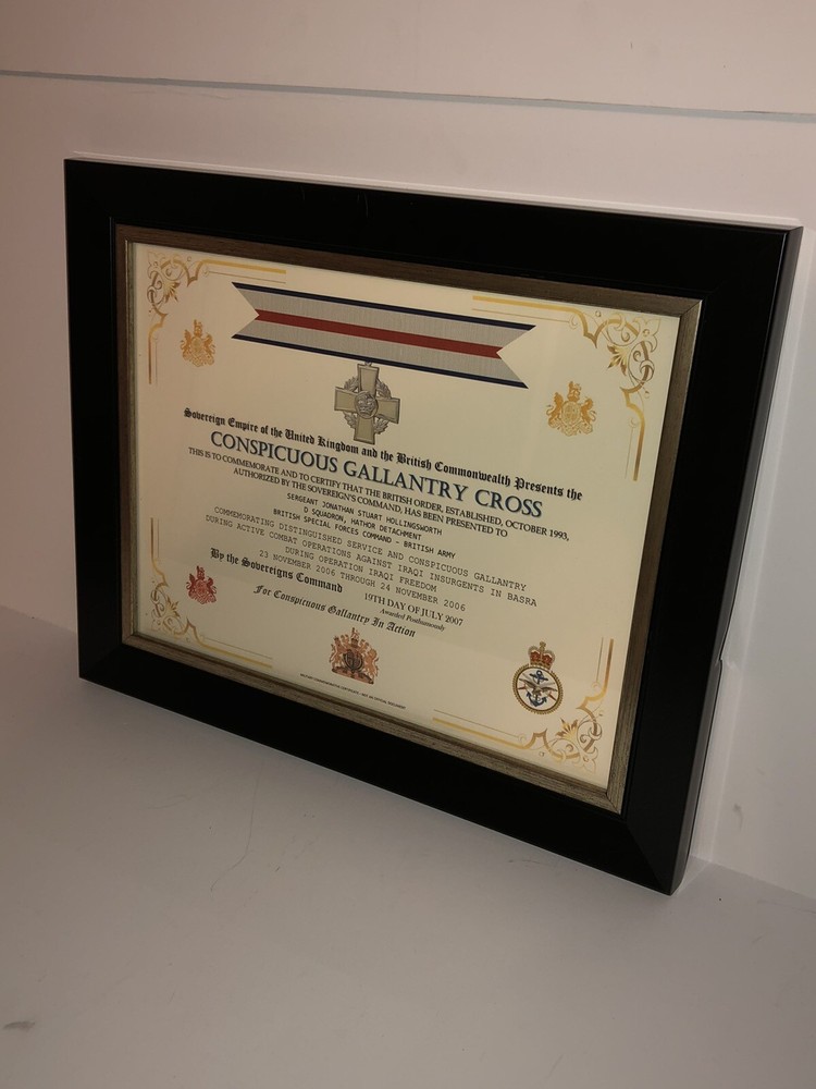 CONSPICUOUS GALLANTRY CROSS [UK] COMMEMORATIVE CERTIFICATE ~ Type 1