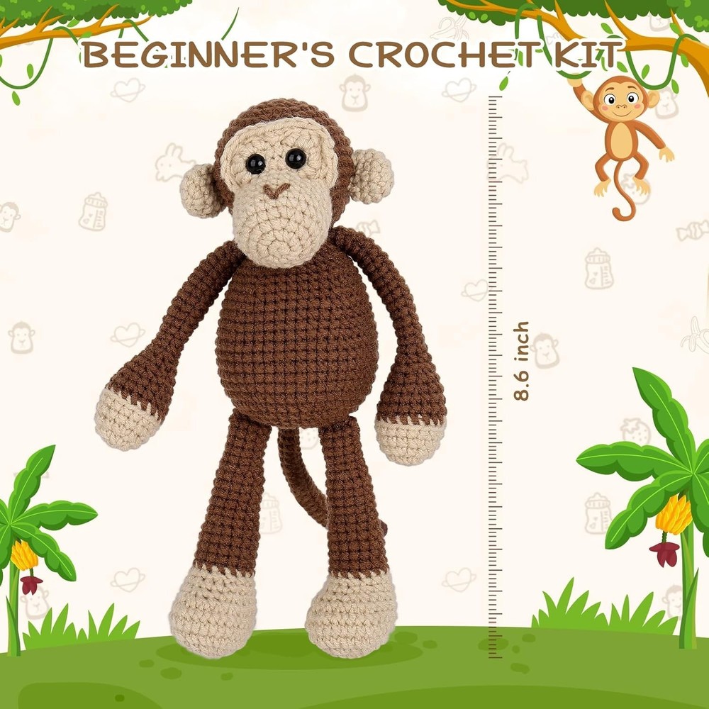 Beginner-Friendly Crochet Kit with Step-by-Step Tutorials - Amigurumi Monkey