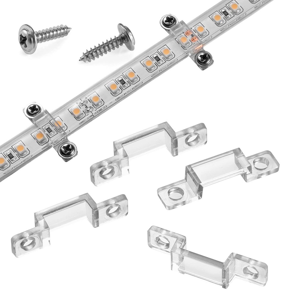 MMSD 100 Pack LED Strip Light mounting Brackets Strip Light clamp with 202 Sc...