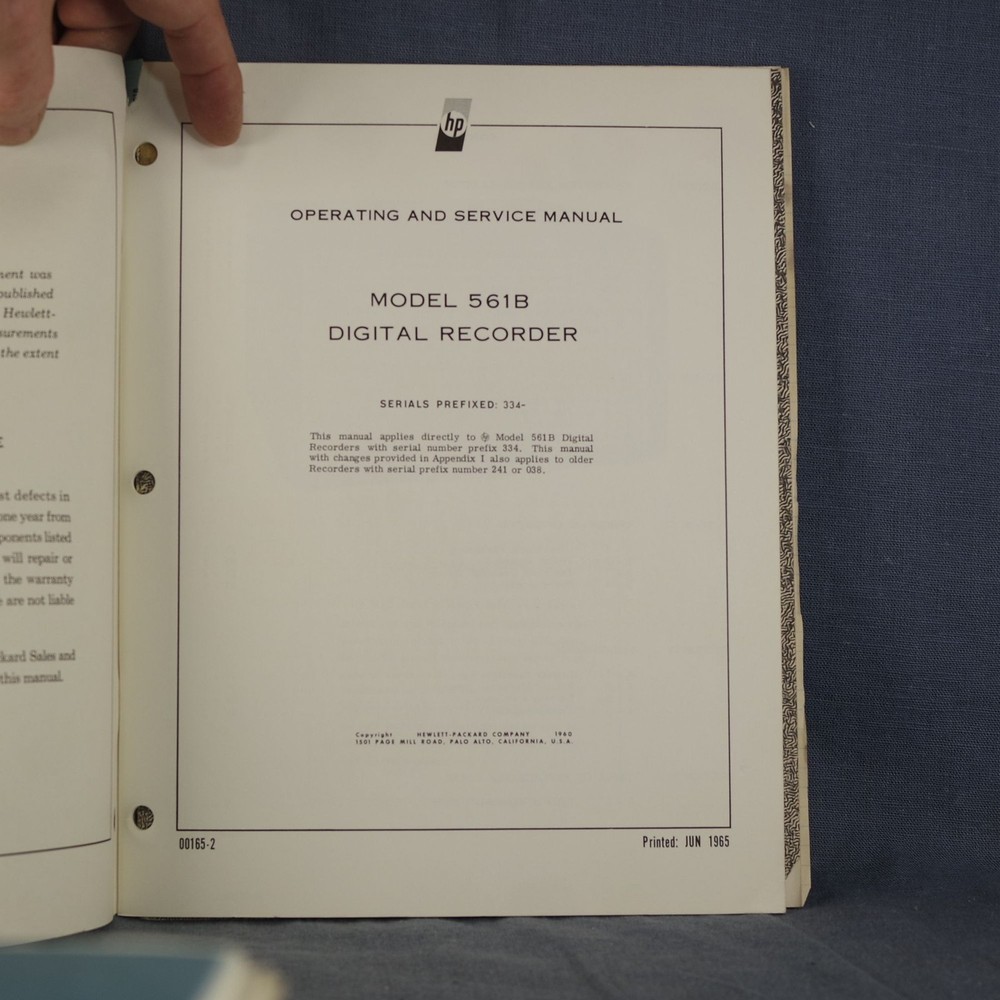 HP 561B Digital Recorder Operation and Service Guide Manual