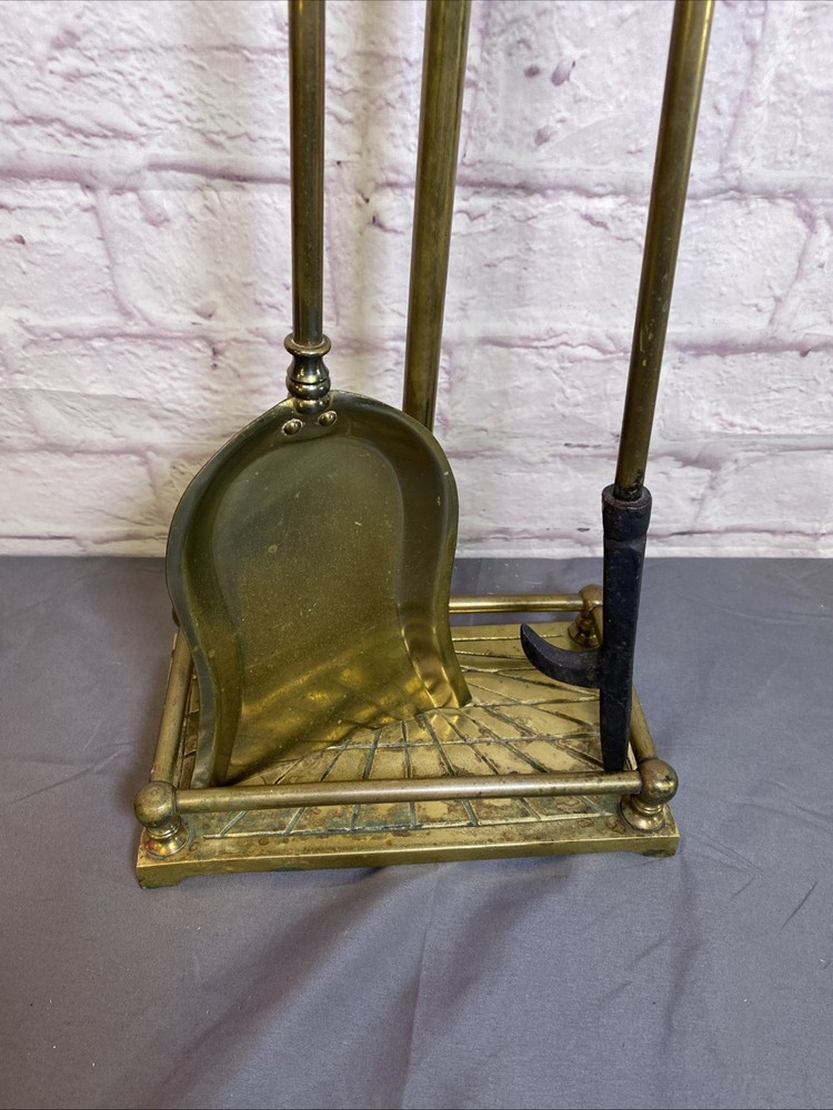 Solid Brass Fireplace Tool Set Shovel Fire Poker and stand