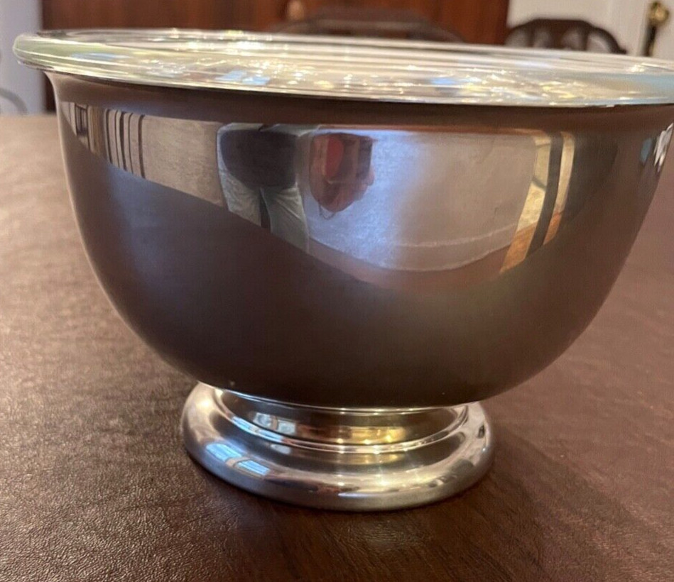 Silver Plated 8" Pedestal Bowl with Pyrex insert-1960's