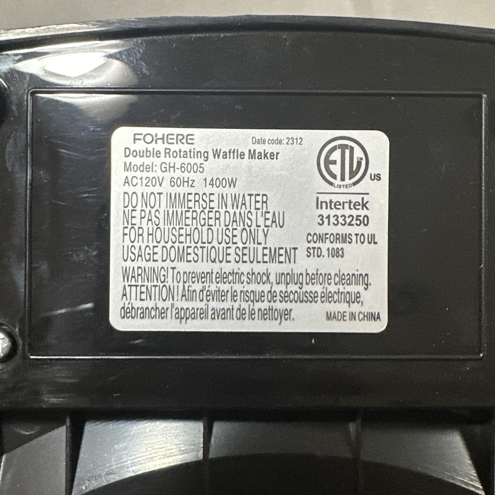 Fohere Double Rotating Waffle Maker GH-6005