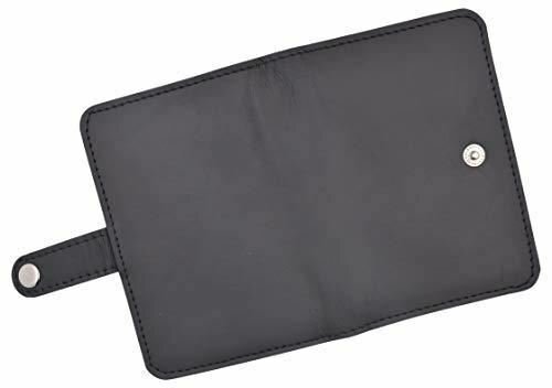 Genuine Leather Bifold Badge ID Holder with Snap Closure