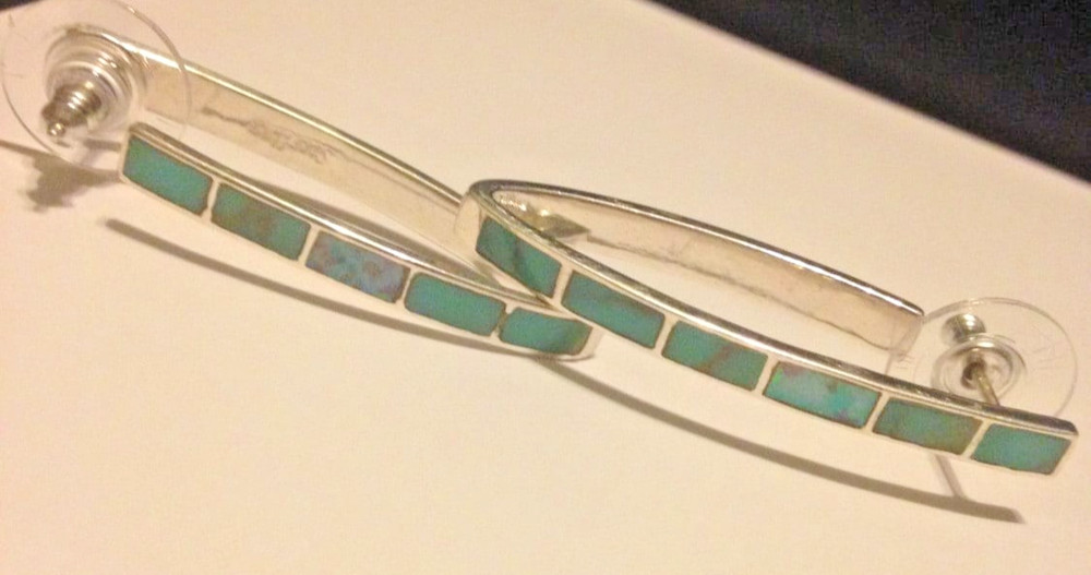Sterling Silver Turquoise w/Opal Inlay Post Earrings