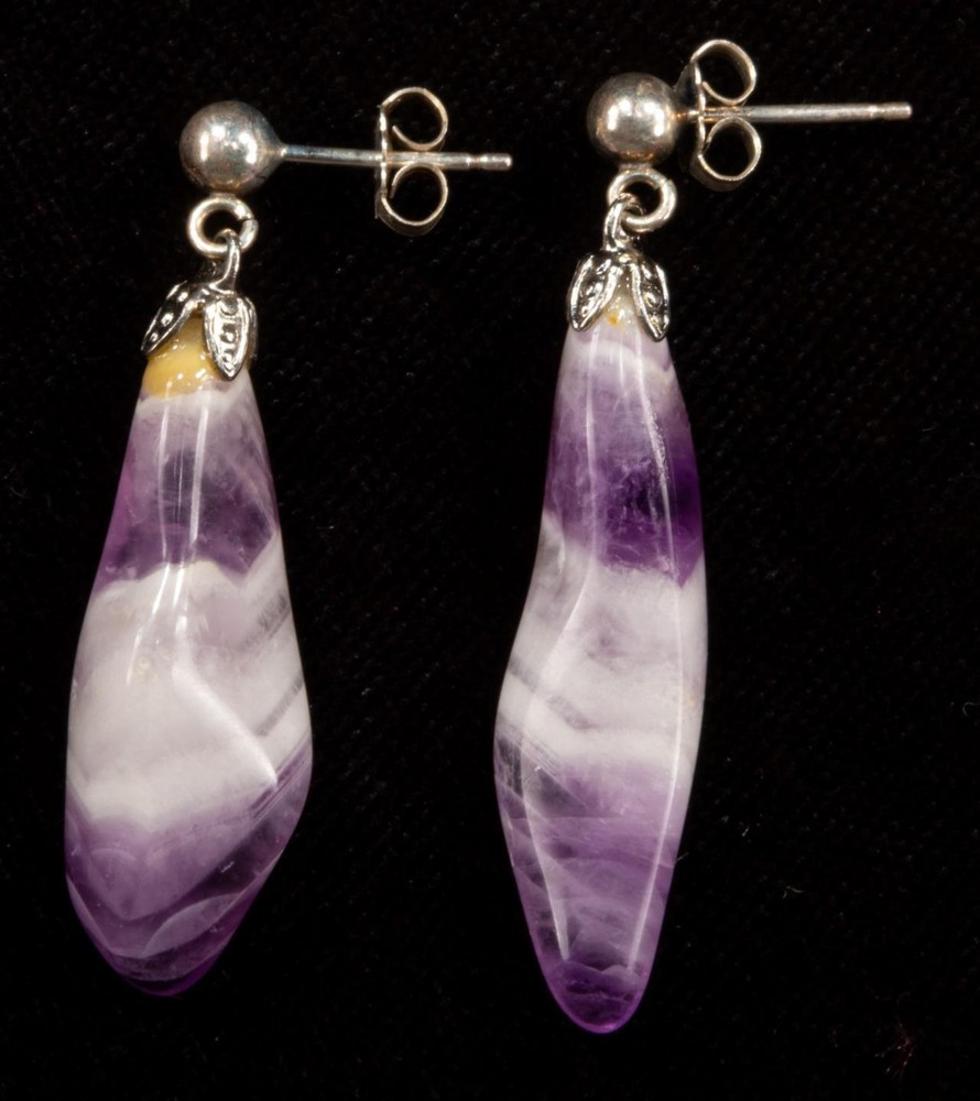 Sterling Silver Lavender Stone Filigree Dangle Earrings Studs NEW