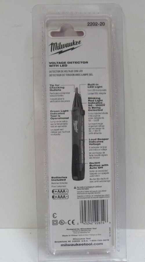 Milwaukee Tool 2202-20 Voltage Detector W/Led