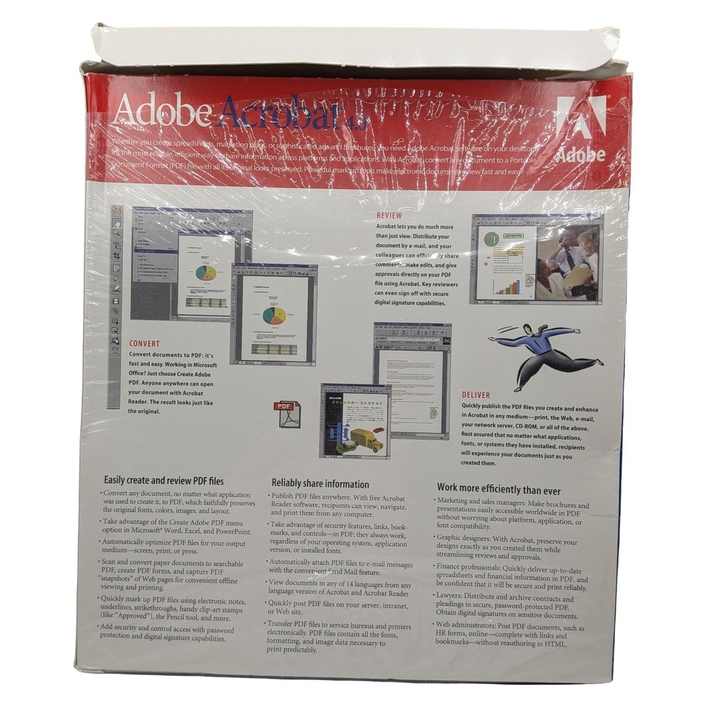 Adobe Acrobat 4.0 Upgrade Windows Vintage Big Box Software PDF 1999 CD-ROM