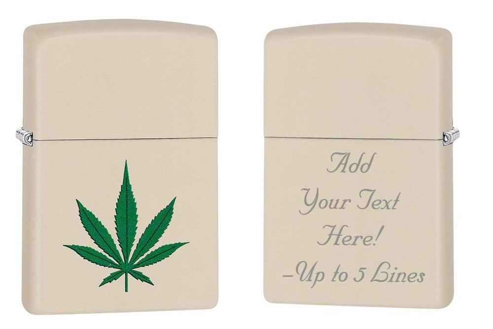 Zippo Lighter - Personalized Message Engraved on Backside Leaf Smoke Z632