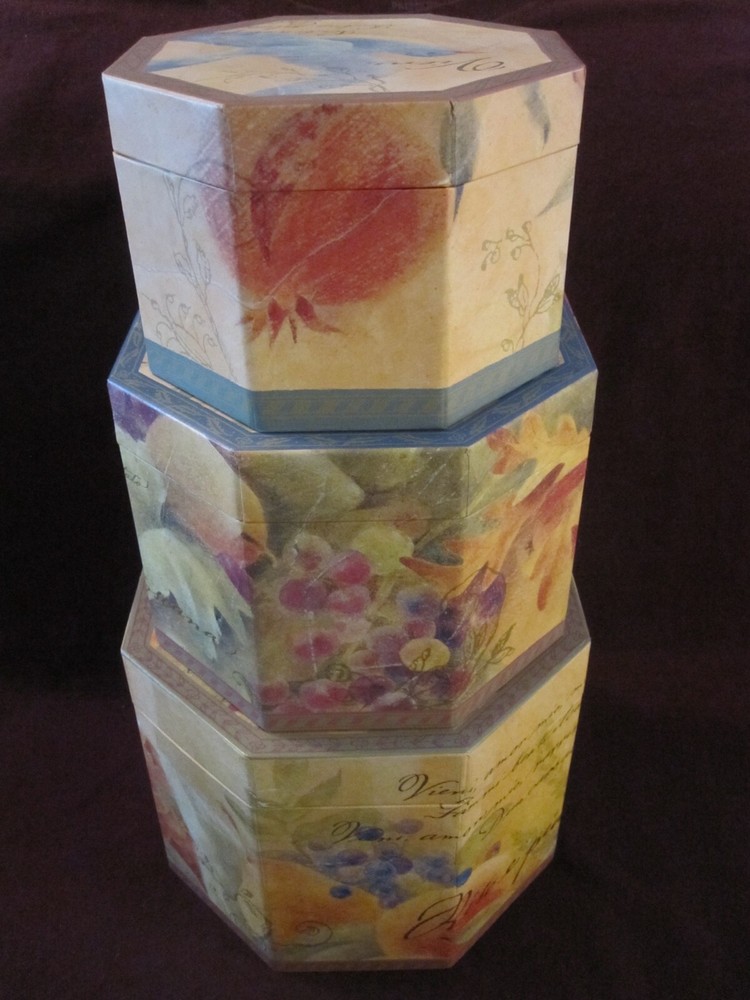 Set/3pc. Brenda Walton Octagon Nesting Boxes. Toscana