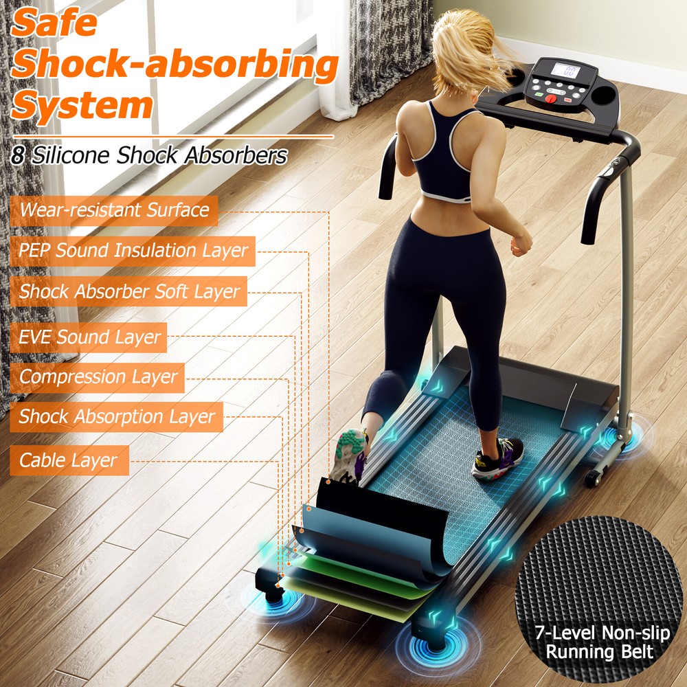 Folding 2 HP Treadmill Motorized Running Machine 12 Preset Program & LCD Display