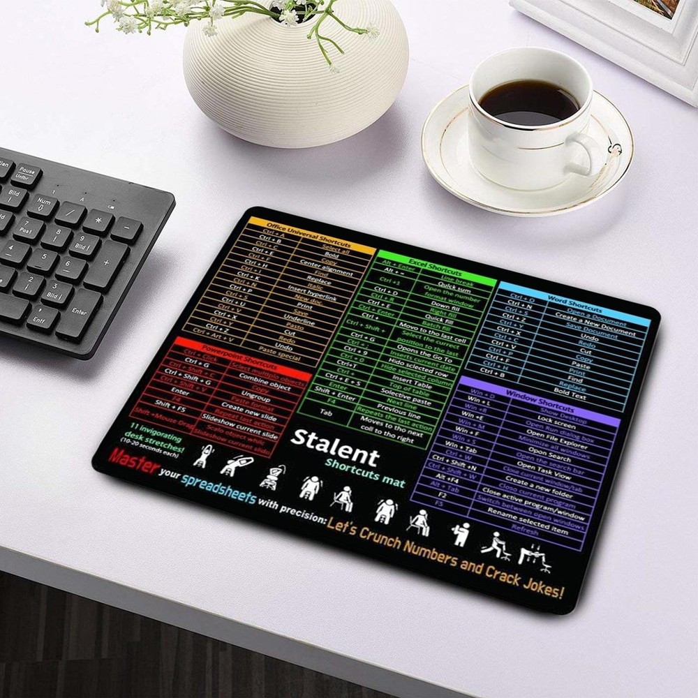 Keyboard Shortcut Mouse Pad Office/Excel/Word/PPT Shortcuts Cheat Sheet Mat