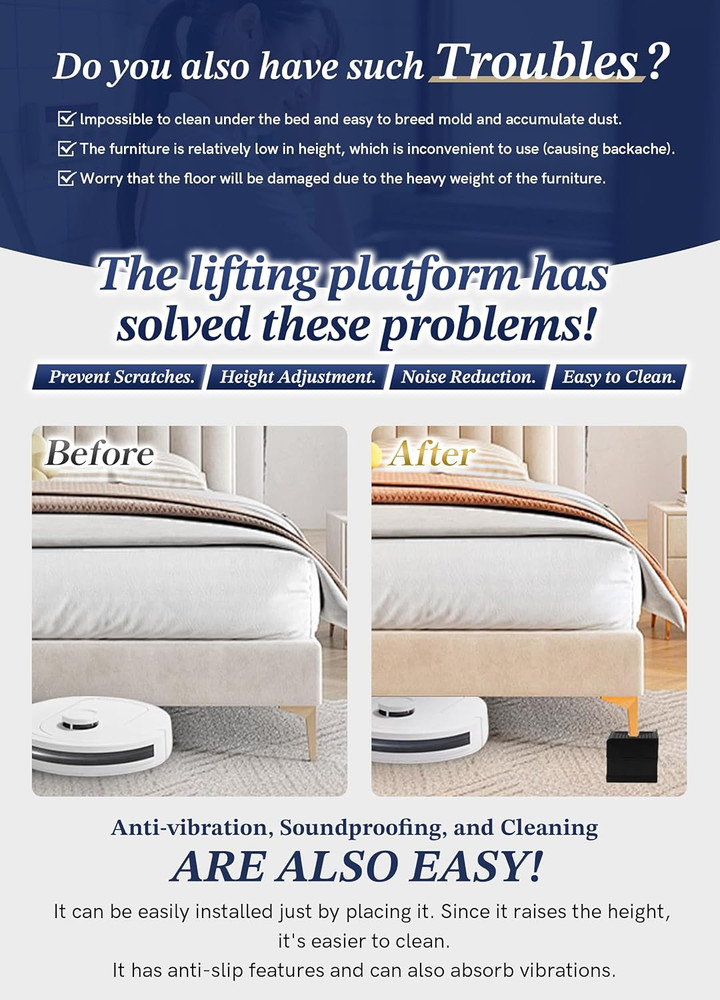 Rectangle Bed Risers Furniture Risers Heavy-Duty Rectangular Adjustable Block Li