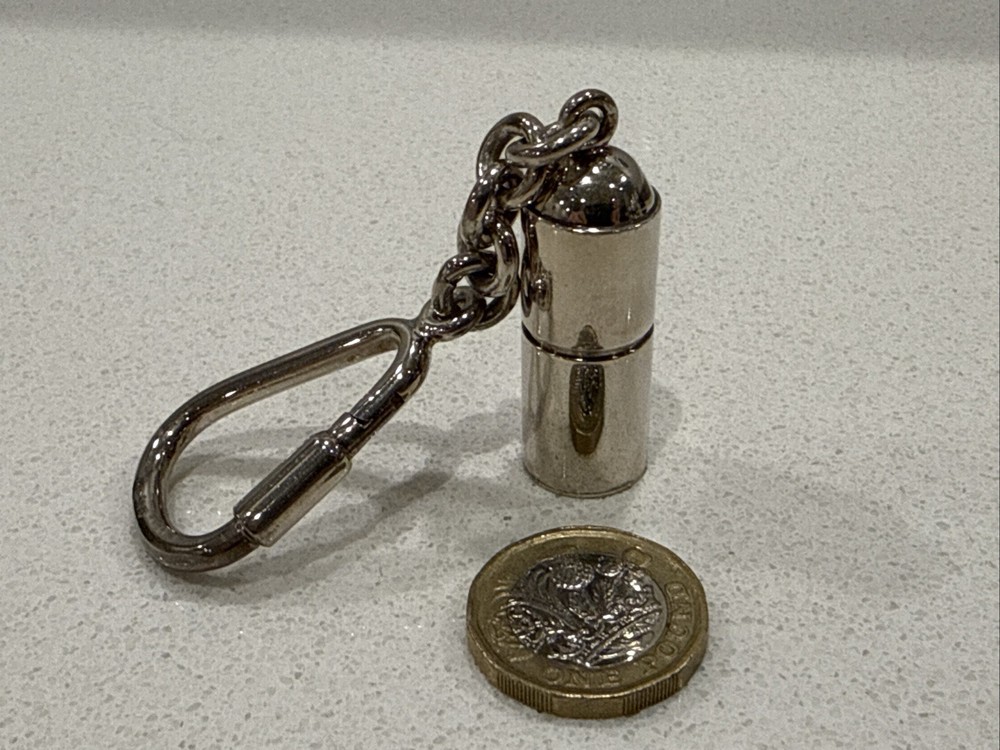 Sterling Silver Pill Box Key Ring