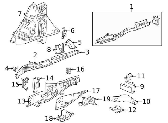 Genuine GM Driver Side Rear Compartment Panel Brace 23371930